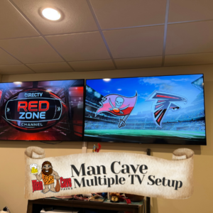 man cave multiple tv wall setup